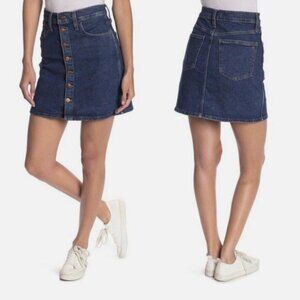 Women’s Madewell Dark Denim Button Up A Line Jean Skirt Sz 26 L9974‎